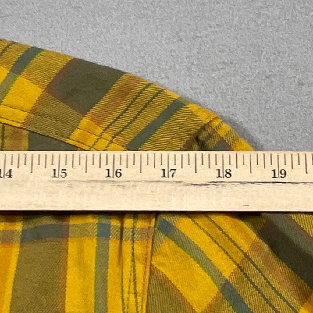 The North Face Plaid Flannel Shirt Men Small Yellow‎ Olive Gorpcore Hiking NWT